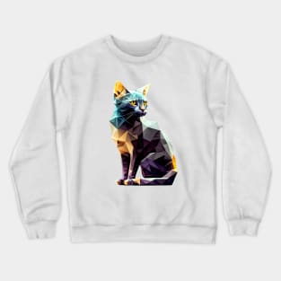 Geometric Cat No. 1: Light Background (on a no fill background) Crewneck Sweatshirt